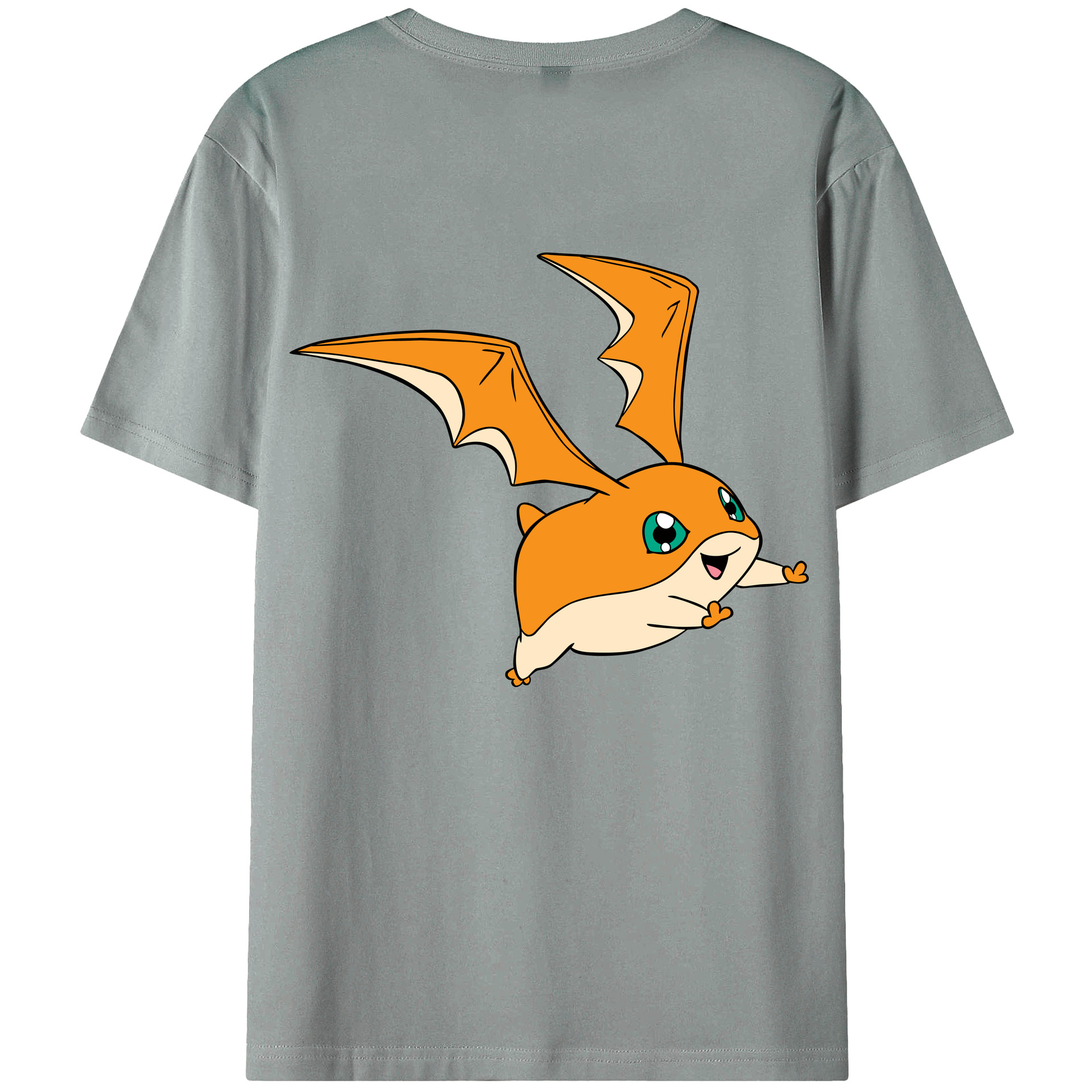 （画像用） Digimon デジタルモンスター/デジモン 綿100％ メンズ半袖Tシャツ（バックプリント） 通気性